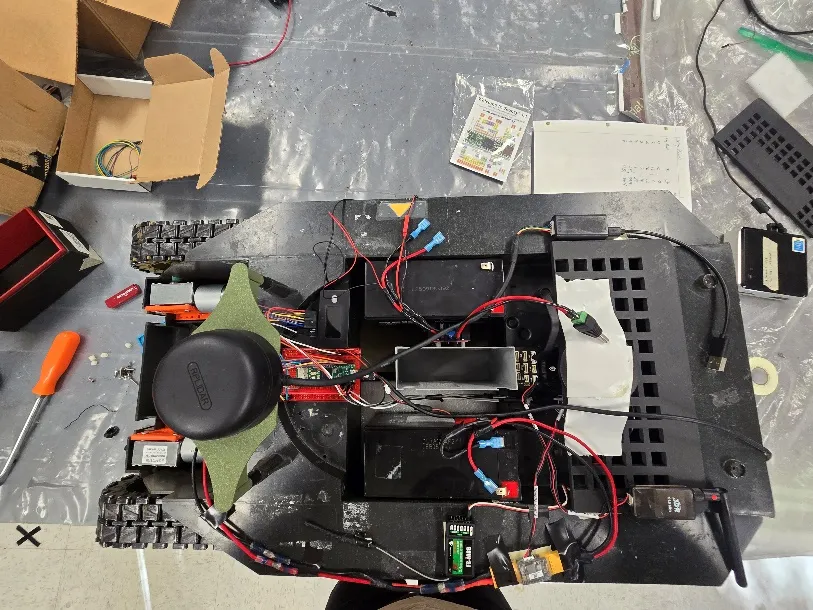 Full vehicle interior showing electronics layout during dead reckoning phase